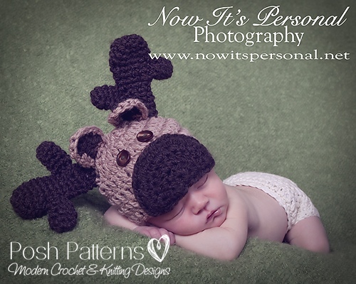 Crochet Hat Pattern Baby Moose Reindeer Hat PDF 238 ...